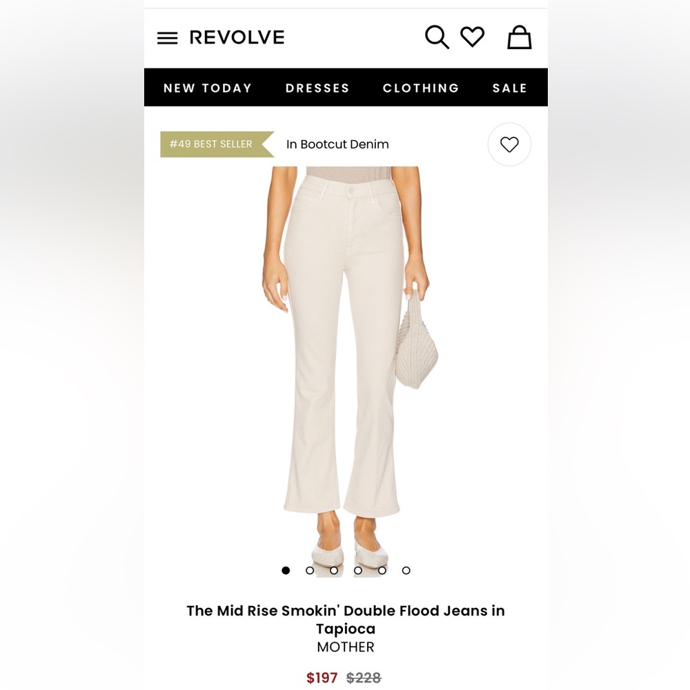 MOTHER Mid Rise Smokin' Double Flood Jeans in Tapioca